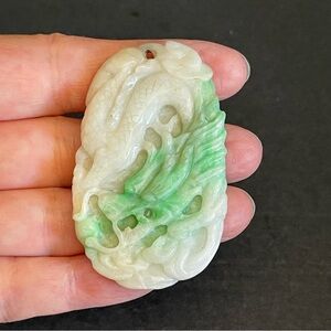 Exquisite Green and White Jade Necklace